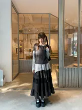 ドットチェック柄ハイウエストスカート【春用・スリムデザイン・チュニック風】（セットアップ対応）