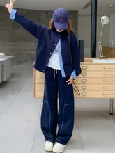 深青色 カジュアルスポーツパーカー【秋用・学院風・広めのパンツ・極上の柔らかさ】（セットアップ対応）