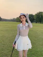 Regolf UVカット透湿性夏用長袖ポロシャツとスカートの2点セット【ゴルフ・テニス用】