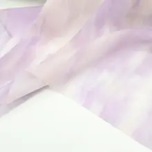 薄手透け感のある布地【粉紫色・杏色・不規則ストライプ・水波染め・絹麻】