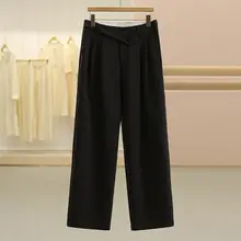 高腰ワイドレッグパンツ【不規則デザイン・フィット・レディース】（セットアップ対応）