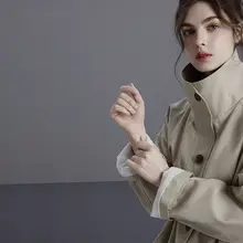 立ち襟デザインのドローストリングカジュアルコート【ワイドフィット・韓国風】