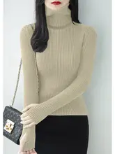 暖かさをプラス！ブラックハイネック長袖ニットトップス【フィット・厚手】