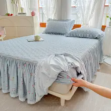 プリンセススタイルのベッドスカート【フルカバー・防滑加工・厚手キルティング・2in1カバー】
