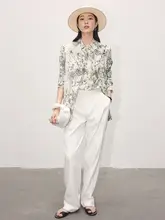 シャツ ショートパンツ 2点セット レディース 花鳥柄 長袖 カラー カジュアル 着痩せ おしゃれ