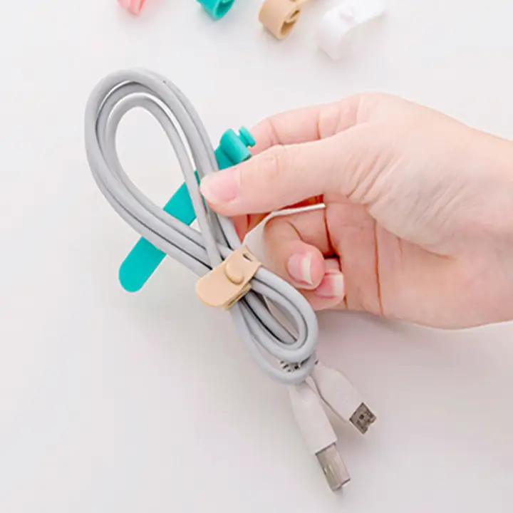 シンプルなシリコン製イヤホン用データケーブル整理クリップ【汎用・巻き取り式】