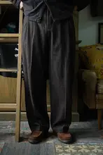 ツイードウールのパンツ【復古風・ダブルプリーツ・マルチスタイル対応】（セットアップ対応）