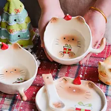 可愛いシャム猫デザインのプレート【新年用・高級感ある陶器】