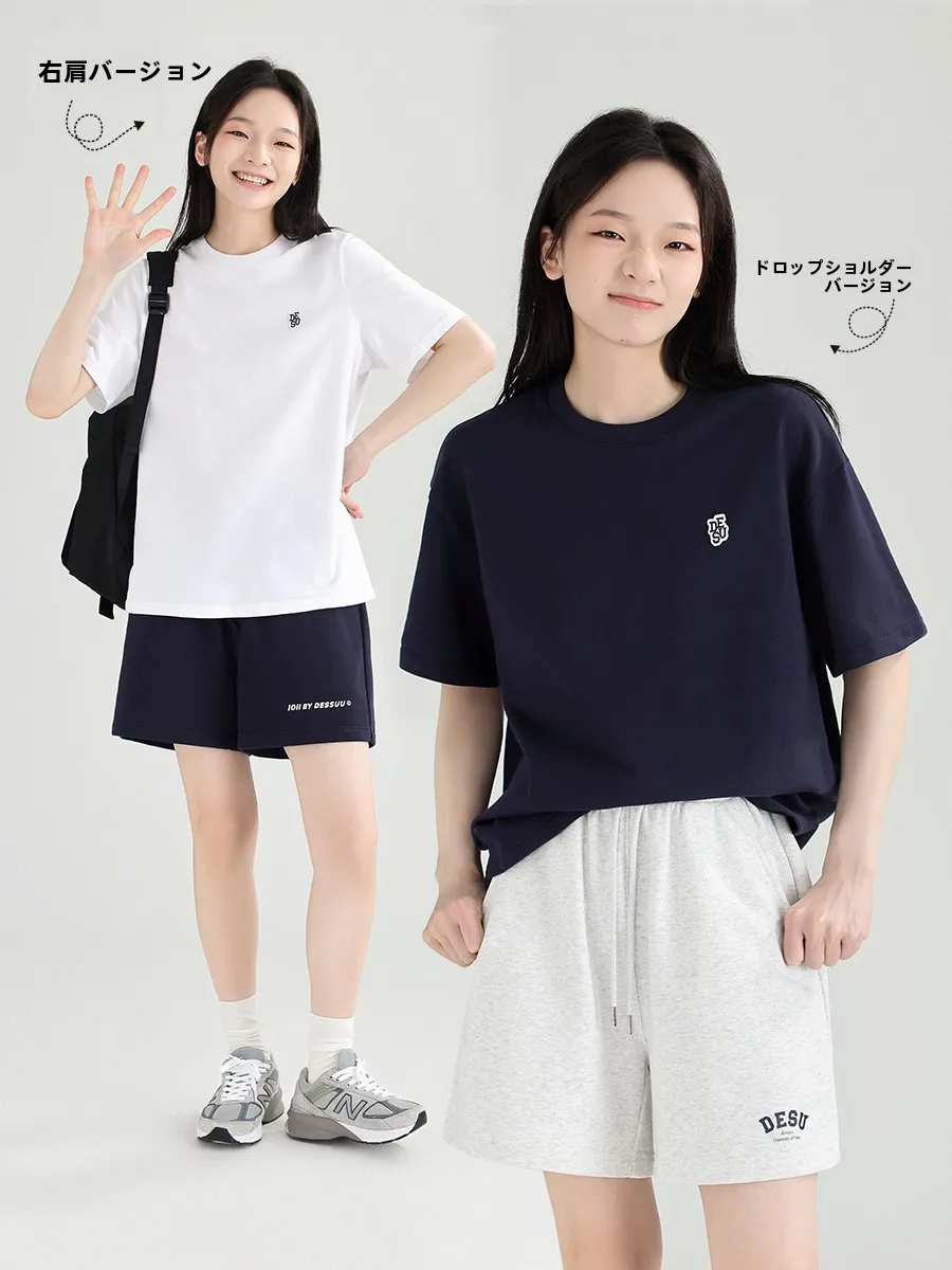 白色クルーネック半袖Tシャツ レディース オフショルダー 着痩せ効果