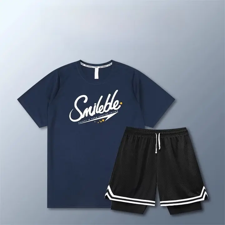 バスケットボールウェア メンズ トレーニングシャツ 半袖 速乾Tシャツ 2in1 スポーツショーツ