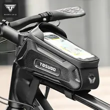 TOSUOD サイクルフロントバッグ ハードシェル トップチューブバッグ スマホポーチ MTB ロードバイク 自転車アクセサリー