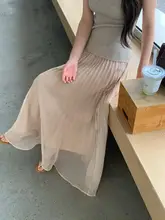 春夏用 カーキ色のハイネックニットベスト【高腰・プリーツスカート・女性用】（セットアップ対応）