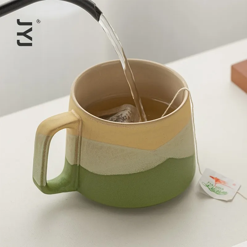 高級陶磁器製ラテマグカップ：日式小清新デザインの女性向けコーヒーカップ