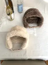白色の二重毛皮耳あて帽子【防寒・暖かい・レディース・雪の日用】