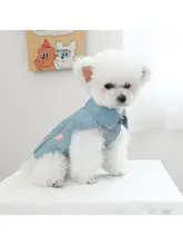 犬服 女性 使用シーン デニムサスペンダースカート 春秋用 テディ小型犬に適した 夏用薄手
