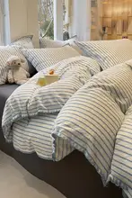 コットン布団カバー  ストライプデザイン【シンプル・洗える・150x200cm・単品・夏用】