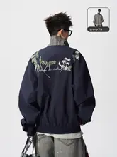 花柄刺繍のリバーシブルジャケット【フレンチカラー・男女兼用・ショートスタイル】
