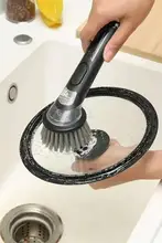 高品質ロングハンドル液体洗浄鍋ブラシ【キッチン用・汚れ落とし】
