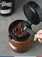 木目調コーヒー豆密閉容器【湿度モニター付き・真空保存】