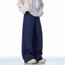 ONLPP 冬用 レディースコットンパンツ【レトロダイヤモンドパターン・ワイドストレート・防寒・厚手】