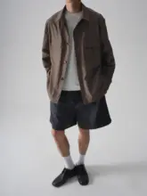 ダブルポケット おしゃれな工装ジャケット【  したデザイン・翻領付き】