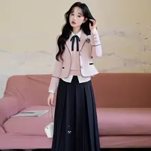 秋季用の清楚なデザイン！韓国風レディースセットアップ【高級感・学院スタイル・甘美なコーディネート】（セットアップ対応）
