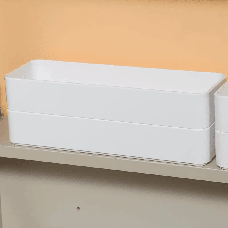 白色プラスチック製バスルーム用ミラーキャビネット収納ボックス【化粧品・口紅・スキンケア用品用・細長い収納ラック】