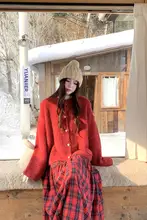 厚手の暖かい混紡ニットカーディガン【冬用・フィット・女性用】