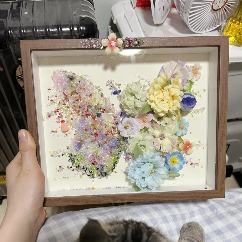 蝶のエターナルフラワーDIY材料キット：乾燥花フレーム置物の簡単な作り方と実用性