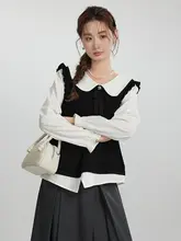 秋用 大きいサイズの長袖シャツ【甘いドールカラー・お腹カバー・パートスリーブ】（セットアップ対応）