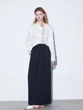 極上の柔らかさのニットウールロングスカート【ウエストゴム・ドレープ感】
