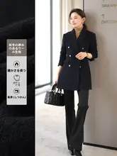 高級ウールの秋冬用ショートコート【シンプルデザイン・ダークブルー・タイトフィット】