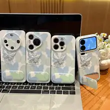 ブルーグリーンの蝶柄フィルム対応スマホケース【iPhone・Android対応】