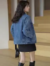 ビンテージ風インディゴデニムジャケット【春秋用・女性用・ゆったりシルエット】