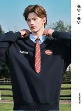 春季新作カラー切替シャツカラー付きパーカー【男女兼用・フード付き・クラシックデザイン】