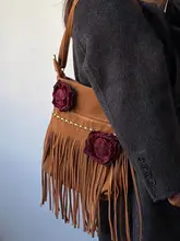 ボヘミアン風フリンジショルダーバッグ【西部風・花柄・トラベル用】