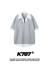アメリカンビンテージ風の半袖Tシャツ【ユニセックス・ゆったりシルエット・カジュアル通勤】（セットアップ対応）