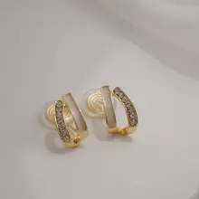 穴あけ不要！ダブルレイヤーの冷淡風イヤリング【シリコン製・女性用・エレガントデザイン】