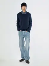 シンプルデザインのストレートデニムパンツ【メンズ・四季用】
