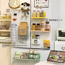 冷蔵庫用マグネットティッシュボックス【キッチン収納・ラップホルダー・調味料袋クリップ付き】