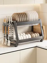 キッチン用多機能水切りラック【皿・箸・スプーン収納可能・多層設計】（セットアップ対応）