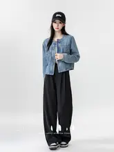 アメリカンスタイルのショートデニムジャケット【春秋用・ルーズフィット・レディース】