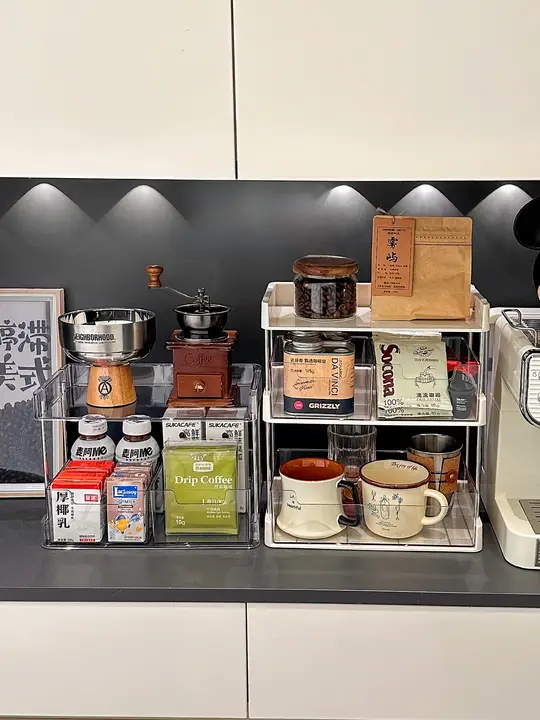 コーヒーラック 卓上 収納棚 引き出し付き カプセルコーヒー ティーバッグ カフェコーナー キッチン インテリア