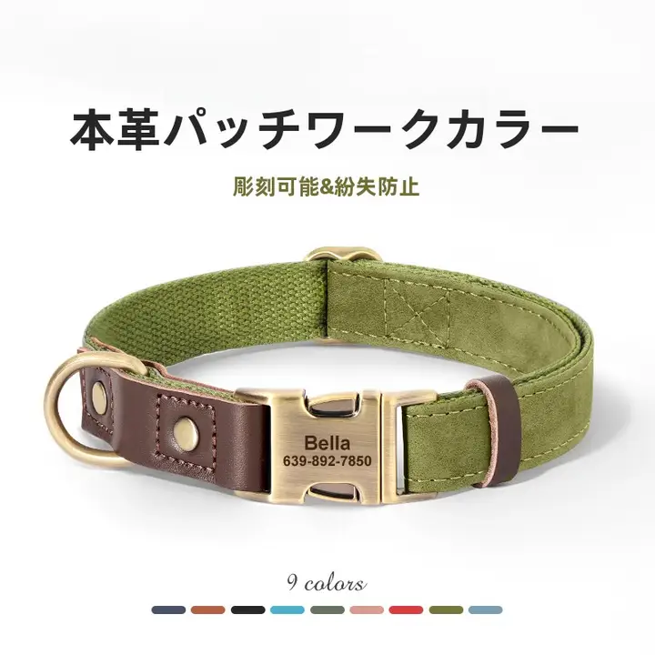 ペット用首輪【刻印可能・小型犬・中型犬用・防迷子設計・リード付き】