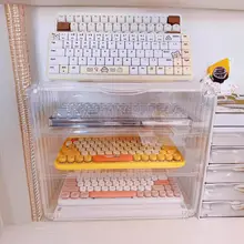 透明防塵キーボードデスク収納ボックス【ゲーミング周辺機器・多層整理展示】