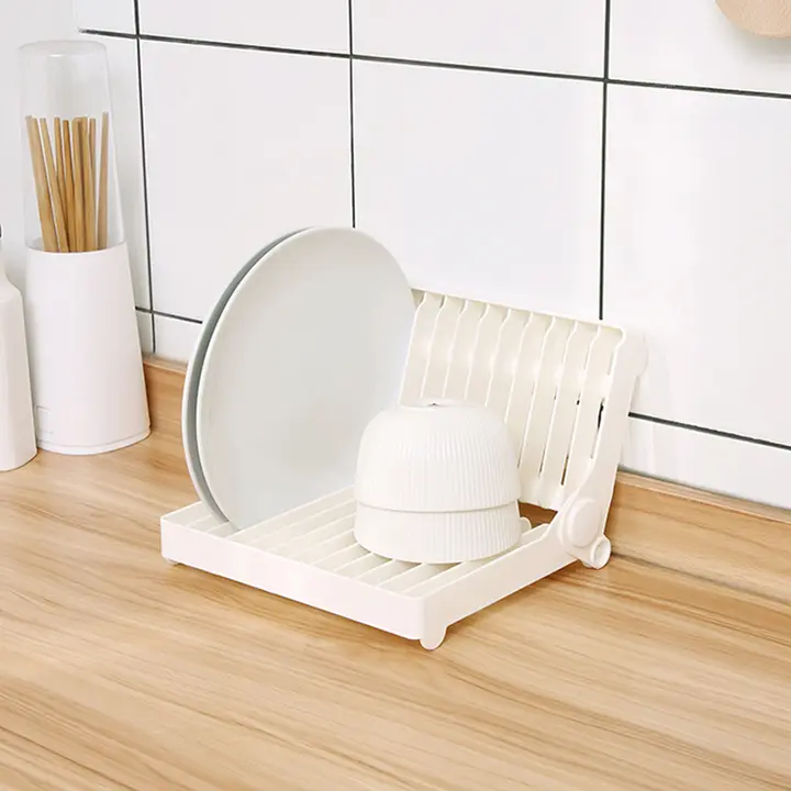 折りたたみ式ディッシュドレーナー【浅型・プラスチック製・食器収納・カップ・カトラリー用】