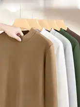 半高ネックのフリース長袖Tシャツ【極上の柔らかさ・メンズ・保温性・裏起毛】