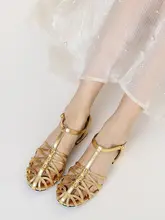 レトロ編み込みトングローマサンダル【夏用・ボヘミアンスタイル・ハイヒール】