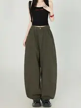 オリーブグリーンのワイドレッグデニムパンツ【高腰・ドレープ感・秋用】