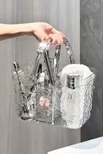 持ち手付きバスケット【浴室用・水切り機能付き・洗面用具収納】